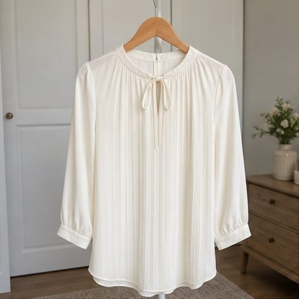 Blue Pleated Blouse